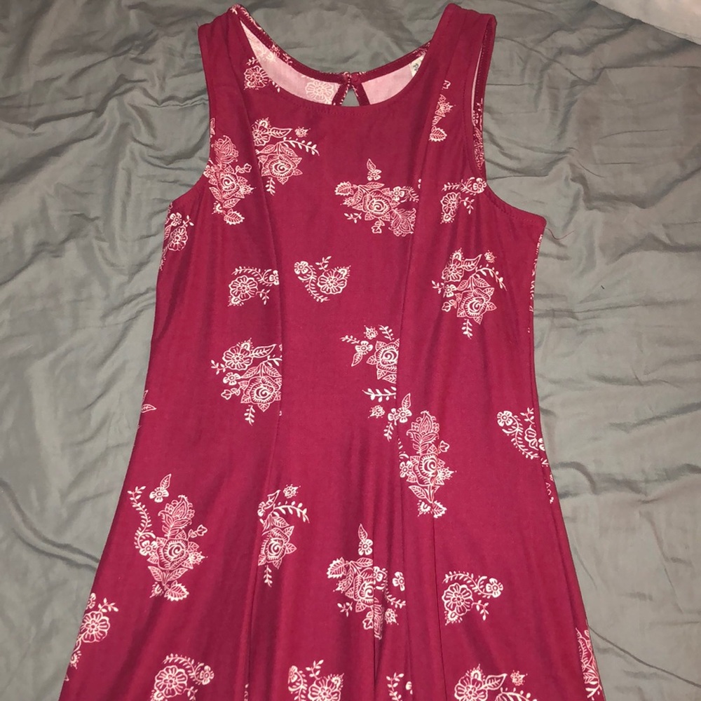 Red/maroon dress with flowers!!